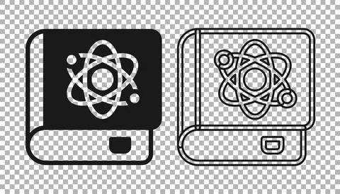 Black Book about physics icon isolated on transparent background. Vector Illustration