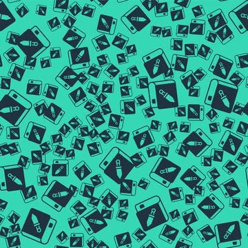 Black Book about weapon icon isolated seamless pattern on green background. S 스톡 일러스트