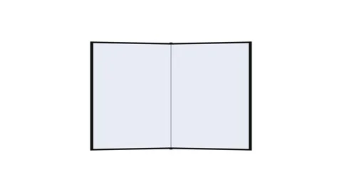 Black book opening animation from center with both sides open to white page. 스톡 동영상 340353798