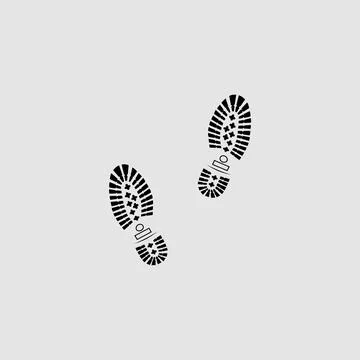 Black boot tracks isolated flat illustration Stock Illustration