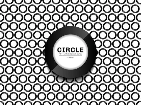 Black border circles pattern seamless on white background with circle frame m Stock Illustration