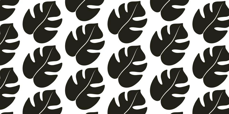 Black Botanical Leaf Seamless Pattern for Fabric Wallpaper Background Stock Illustration