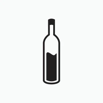 Black bottle for bar or cafe black and white icon Stock Illustration