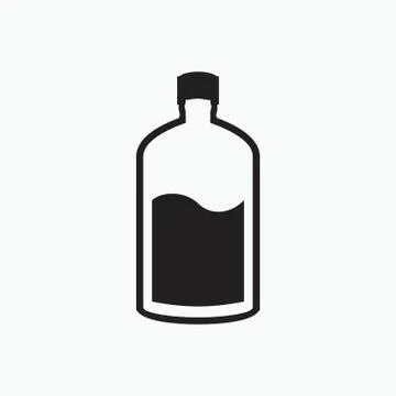 Black bottle for bar or cafe black and white icon Stock Illustration