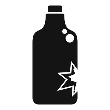 Black bottle detergent with damaged packaging icon Stock Illustration