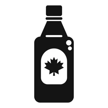 Black bottle of maple syrup with a maple leaf icon Stock Illustration