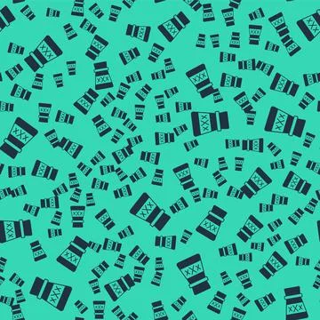 Black Bottle with potion icon isolated seamless pattern on green background Stock Illustration