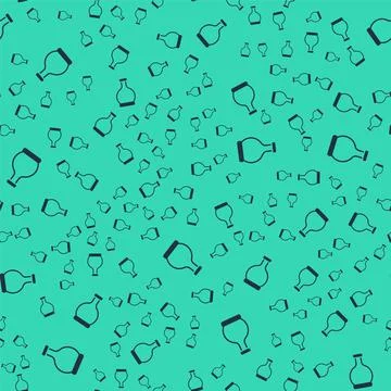 Black Bottle with potion icon isolated seamless pattern on green background Stock Illustration
