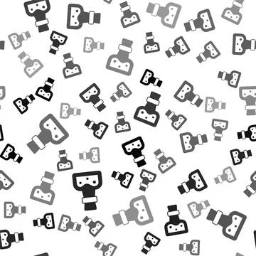 Black Bottle with potion icon isolated seamless pattern on white background Stock Illustration
