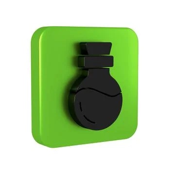 Black Bottle with potion icon isolated on transparent background. Flask wit.. Stock Illustration