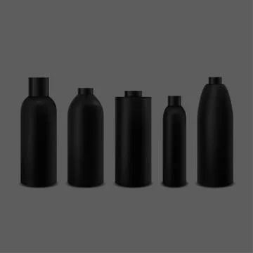 Black bottle set Illustrazione stock