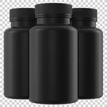 Black Bottles Realistic 3D Rendering Mockup Template Stock Illustration