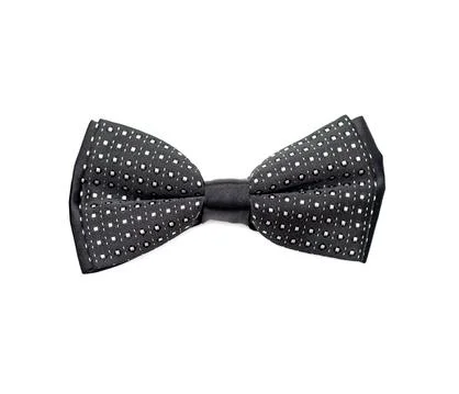 Black bow-tie with pattern isolated on a white background Stock Photos