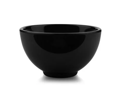 Black bowl isolate on white background . Stock Photos