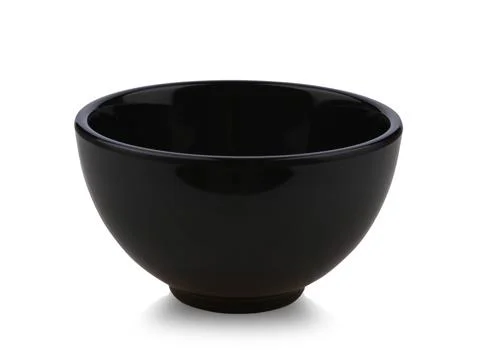 Black bowl isolate on white background . Stock Photos