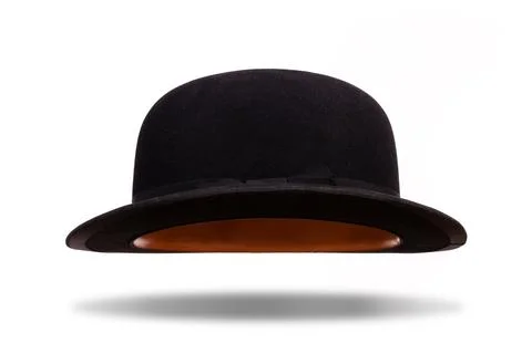 Black bowler hat floating with shadow isolated Stock Photos