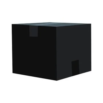 Black box with a closed lid on a white background. Vector illustration Illustrazione stock
