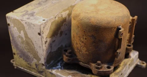 Black Box with extensive fire damage after an accident Stock-Footage 122982567