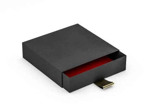 Black box mock up isolated on white background. 3D Stock Illustration