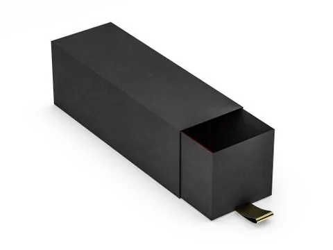 Black box mock up isolated on white background. 3D Stock Illustration