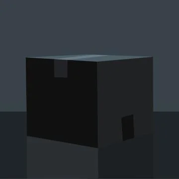 Black Box Mockup on dark background. Black box with a closed lid on a black Stock Illustration