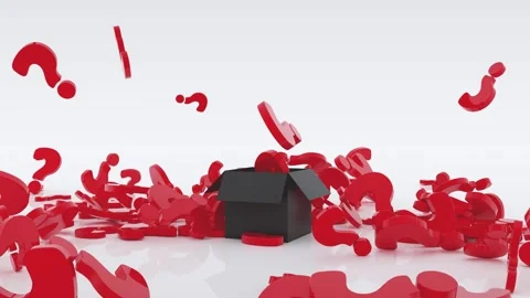 The black box opens and question marks explode out of it Stock Footage 164614899