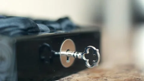 Black box with valuables is opened with a key 스톡 동영상 305593267
