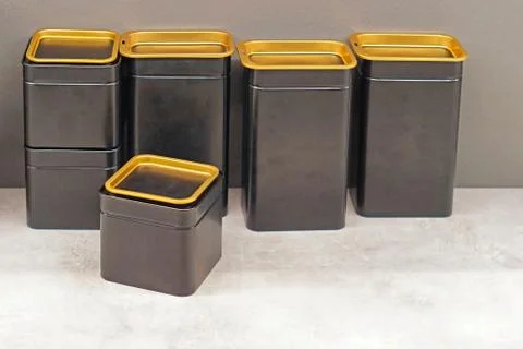 Black boxes set Stock Photos