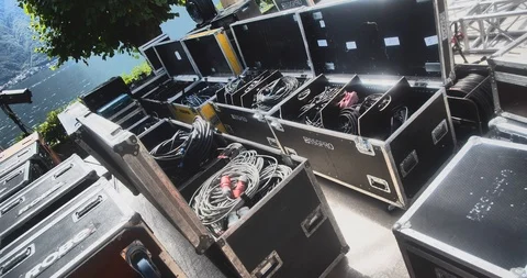 Black boxes on wheels Stock Footage 98003395