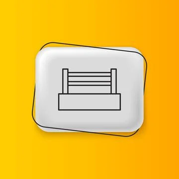 Black Boxing ring icon isolated on yellow background. Silver rectangle butt.. Stock Illustration