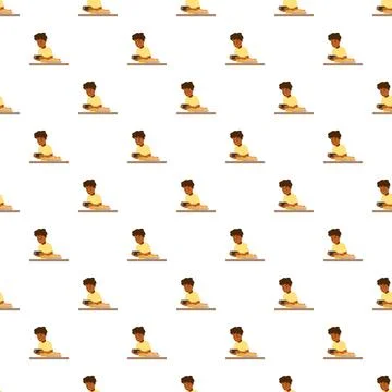 Black boy cartoon pattern using mobile phone Illustrazione stock