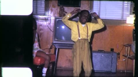Black BOY DANCES African American Child TV Set 1970s Vintage Film Home Movie Stock Footage