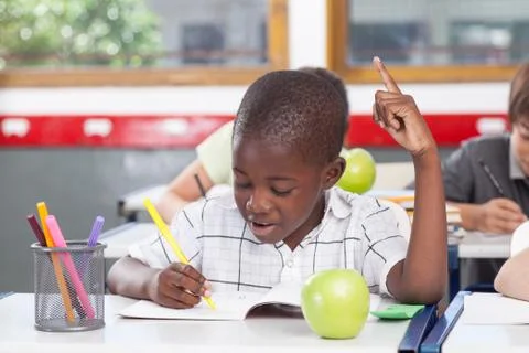 Black boy thinking Foto stock