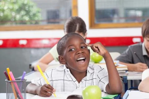 Black boy thinking Stock Photos