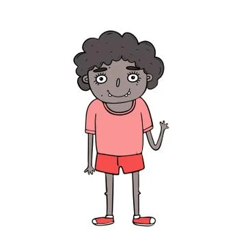Black boy. Vector illustration of a character isolated on a white background. Stock Illustration