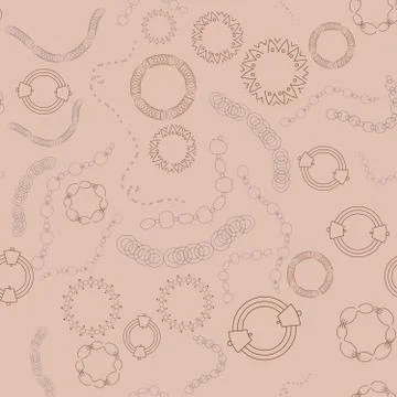 Black bracelets, chains seamless pattern on pink background. Stock Illustration