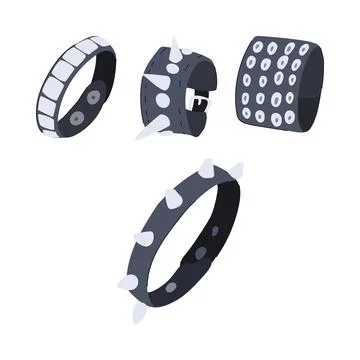 Black bracelets displaying punk rock and gothic fashion style Stock-Illustration