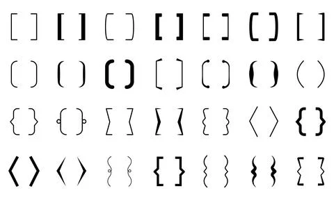 Black bracket set. Vintage speech brackets, line text braces calligraphy symbols Stock Illustration