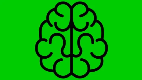 Black brain drawing green Stock Footage 147843681