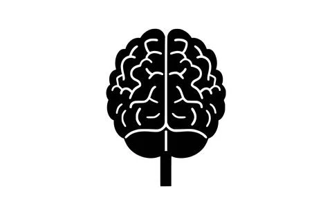 Black brain icon isolated on white background. Beautiful Brain icon. Stock Illustration