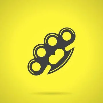 Black brass knuckles flat vector icon Flat black silhouette vector icon fo... Stock Photos