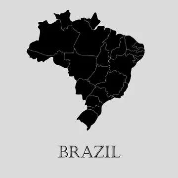 Black Brazil map - vector illustration Stock Illustration