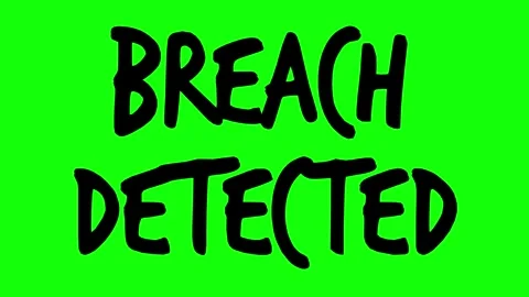 Black breach detected text line boil effect animation Stockbeeldmateriaal 342830009