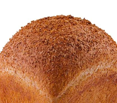 Black bread closeup on white with slice Stock Photos