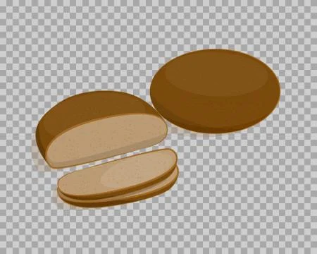 Black bread isolated, sliced on a transparent background Illustrazione stock