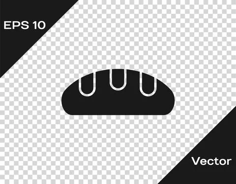 Black Bread loaf icon isolated on transparent background. Vector Stock Illustration