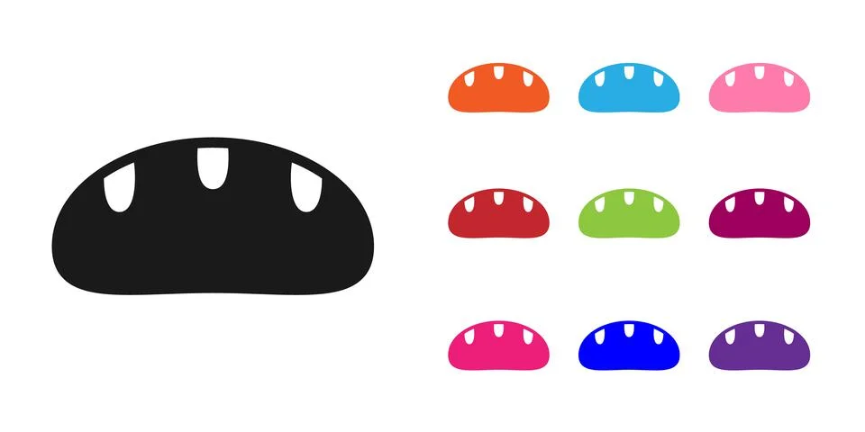 Black Bread loaf icon isolated on white background. Set icons colorful. Vector Illustrazione stock