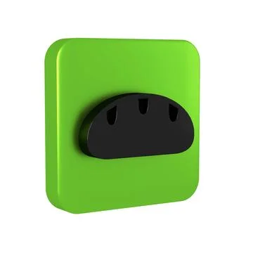 Black Bread loaf icon isolated on transparent background. Green square button Stock Illustration