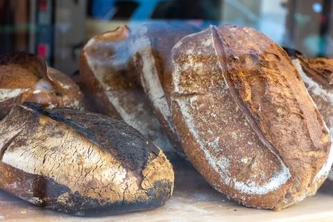 Black bread is made from rye flour Stock Photos