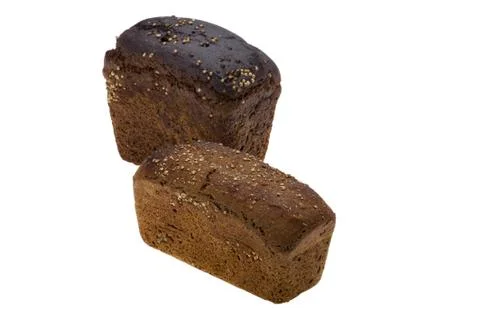 Black bread on white background Stock Photos